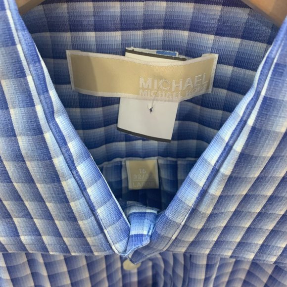 Michael Kors Large Button Down Shirt Blue checkered pattern - Picture 4 of 4